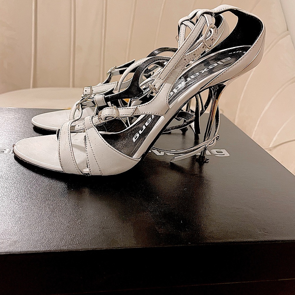 ALEXANDER WANG STILETTO KILEY CALF STRAPPY SANDAL
SHOES 37.5 white